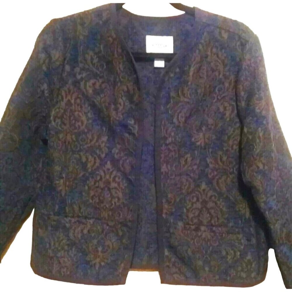 🌼Old Navy Blue Jacket Blazer Women Large Textured Damask Paisley